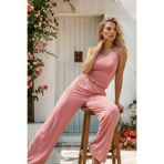 Siyah İnci koyu somon Geniş askılı Viskon Örme Pijama Takım 8012