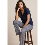 Siyah İnci lacivert desenli Viskon Örme Pijama Takım26120786