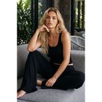 Siyah İnci siyah Geniş askılı Viskon Örme Pijama Takım 8012