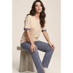 Siyah İnci ten desenli Viskon Örme Pijama Takım26120785