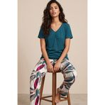 Siyah İnci yeşil yaprak desenli Viskon Örme Pijama Takım26119124