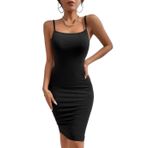 Siyah İp Askılı Midi Boy Zarif Elbise BN6577S SİYAH S LL2197236001