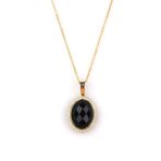 Siyah Jasper Doğal Taş Gold Renkli Kolye KLY-1055