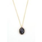 Siyah Jasper Doğal Taş Gold Renkli Kolye KLY-1265