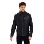 Siyah Jumbo Spor Tarz Dik Yaka Erkek Deri Mont XL