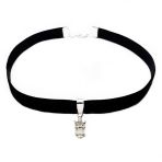 Siyah Kadife Kadın Baykuş Choker Kolye