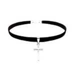 Siyah Kadife Kadın Haç Choker Kolye