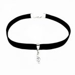 Siyah Kadife Kadın Sol Anahtarı Choker Kolye