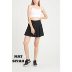Siyah Kadın Şortlu Volanlı Spor Etek – Yüksek Bel Dalgıç Kumaş Plaj Koşu Tenis Eteği (MAT SİYAH, XL)