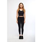 Siyah Kadın Yüksek Bel Toparlayıcı Fitilli Push Up Spor Tayt - Maren (Rose, M)