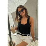 Siyah Kalın Askılı Fitilli Atlet MG2459