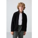 Siyah Kalın Yumuşak Dokulu Standart Fit Nakışlı Polar Erkek Çocuk Sweatshirt - 11223