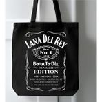 Siyah Kanvas Lana Del Rey Born To Die Kalın Bez Çanta Tote Bag Kanvas Omuz Çantası, Shopper Bag - 10D-Krem