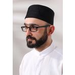 Siyah Kapitone Desenli Kadife Kalıp Namaz Takkesi Siyah 56