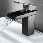 Siyah Kare Lavabo Bataryasi Yeni Şelale Model Yüksek Kalite Lüks Lavabo Musluğu Çift Girişli Armatür mat siyah