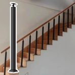 Siyah Kare Metal Merdiven Korkuluk Seti Konnektör ve Ayakkabı ile 2 adet Güvenlik Merdiven Mili Koruyucu Güverte Yüksekliği 75 cm (29 1/2 inç) Vidalar Dahil