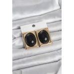 Siyah Kare Model Vintage Gold Renk Kadın Küpe