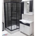 Siyah Karolaj Duşakabin Kare Duş Teknesi - 90X90