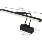 Siyah Kasa LED Flüt Resim Aplik | 6W | 3200K Gün Işığı | 35CM | Duvar Tipi Ayna/tablo Üstü Dekoratif Işık | IP20 Iç Mekan Kullanım
