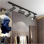 Siyah Kasa ve Günışığı 4 Adet 360 Derece Dönen LED Ray Spot Lamba 1 Metre Raylı Armatür - Ahşap Rengi