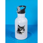 Siyah Kedi Baskılı Matara Suluk 600 ml - Kız Çocuk Suluk, Kız Sulukları