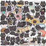 Siyah Kedi Çıkartması 50 Adet Komik Karikatür Kedi Çıkartmaları Çocuklar için Hediye Paketi Genç Yetişkinler, Sevimli Karikatür Çıkartmaları Dizüstü Bilgisayar için El Sanatları Gitar Kaykay Ev