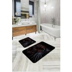 Siyah Kedi Desenli Banyo Halısı Klozet Paspas Seti BS295