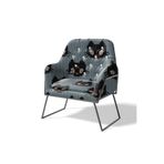 Siyah Kedi Desenli Dayanıklı Polyester Kumaş/Döşemelik, Çanta, Minder ve Örtü Kullanımına Uygun 1 M Gri - Siyah 100 x 140