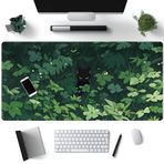 Siyah Kedi Masa Mouse Pad Yeşil Bitkiler Masa Mat Anime Büyük Oyun Mouse Pad XL Tam Masa Ofis Malzemeleri Masa Mat Uzun Dizüstü Bilgisayar Klavye XL Mouse Pad Masaüstü Mat Pad Kadınlar için Masa