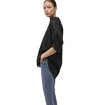 Siyah Keten Gömlek Loose Fit/Bol Rahat Kesim 1210747-900 Siyah-900 M