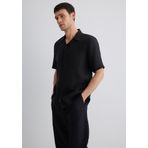 Siyah Keten Gömlek Regular Fit/Normal Kesim 0211474-900