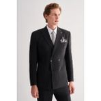 Siyah Kılıç Yaka Tam Astar 6 Drop Slim Fit Esnek Kruvaze Takım Elbise 1001255154 - 50