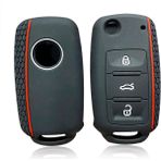 Siyah (Kırmızı Çizgi) Vw Golf Bora Jetta Polo Mk4 Mk6 Bora Passat B5 B6 Superb Tiguan Beetle Anahtar Kılıfı Silicone Araba Anahtar Kapak Case - Anahtar Tutucu (Yurt Dışından) - araba anahtarı kapağı