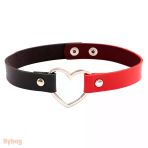 Siyah Kırmızı Deri Tasma Kalp 35 Cm Choker Bayan Kolye Takı