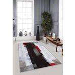 Siyah Kırmızı Kaymaz Tabanlı Modern Salon Halıları MX07