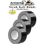 Siyah Koli Bantı 100 Metre 3 Adet 45Mm X 100 Metre Renkli Koli Bandı Extra Güçlü Formül Akrilik Koli Bandı