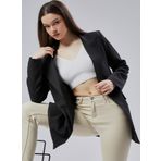 Siyah Kruvaze Uzun Blazer Ceket