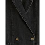 Siyah Kruvaze Yaka Kadın Jean Blazer Ceket