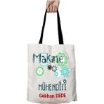 Siyah Kulplu Kişiye Özel Makine Mühendisi Çark Yıkanabilir Okul Omuz Çanta