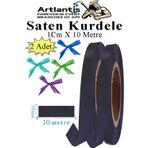 Siyah Kurdele Saten 1 Cm 10 Metre 2 Adet Saten Kurdela Parlak Hediye Ve Süsleme Şeridi Süs Paketleme Çiçek Saç El