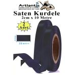 Siyah Kurdele Saten 2 Cm 10 Metre 2 Adet Saten Kurdela Parlak Hediye Ve Süsleme Şeridi Süs Paketleme Çiçek Saç El