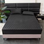 Siyah Lastikli Çarşaf 150x190 cm 3D Jarse Kumaş Kırışmaya ve Solmaya Dayanıklı Polyester ve Pamuk Karışımı Yatak Tabanı ve Su Yatağı için Mükemmel Yumuşak ve Dayanıklı