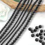 Siyah lav boncukları 420 adet doğal taş boncuk şans yuvarlak taş boncuklar lav taşı volkanik taş lav boncukları dizmek için delikli bileklik zincir DIY takı el işi (4 mm 6 mm 8 mm karışım)