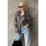 Siyah Leopar Desen Kadın Gömlek MG2296