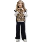 Siyah Leopar Desenli Kız Çocuk Alt Üst Takım (4-11 Yaş) - 000-Siyah - 4 - 5 Yaş