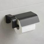 Siyah Lüx Kapaklı Wc Kağıt Aparatı Vidalı Paslanmaz Metal Duvar Tuvalet Kağıtlık Banyo Aksesuarı