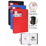 Siyah Mavi Kırmızı Sunum Dosyası 80 Li 3 Adet Poşet Dosyalı Katalog Dosyası 80 Poşetli Kendinden Dosya Plastik Kapaklı