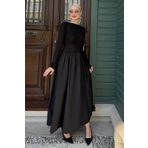 Siyah Maxi Boy %100 Pamuklu Kadın Elbise Mg2365
