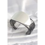 Siyah Mermer Desen Akrilik Plastik Gümüş Oval Plaka Model Vintage Kadın Bilezik - EBJ250201W30886 BB6673