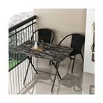 Siyah Mermer Desenli Katlanabilir Masa 60X90 cm - 60 x 90